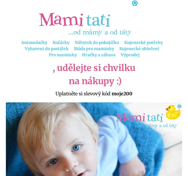 Mamitati.cz: Sleva 200 Kč na dětské zboží – červen 2026 | Nuslet.cz