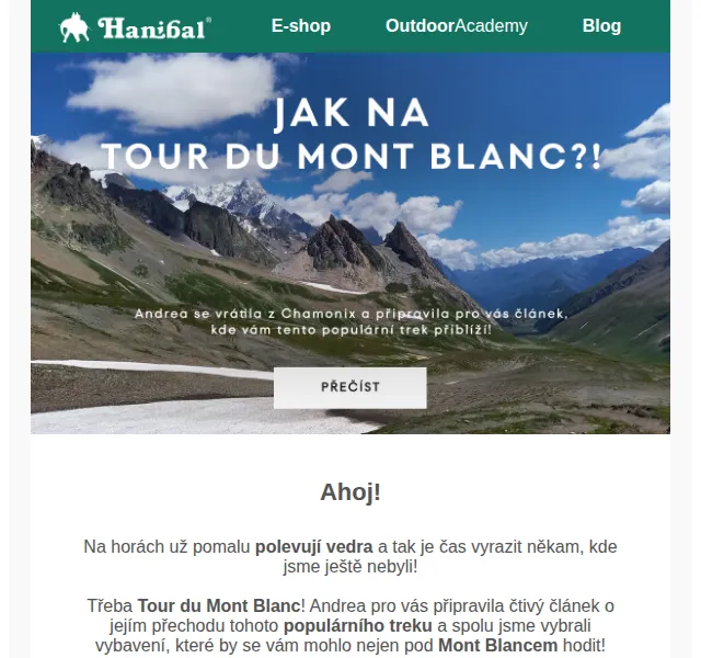 Hanibal: Vybavení na Tour du Mont Blanc – červen 2026 | Nuslet.cz