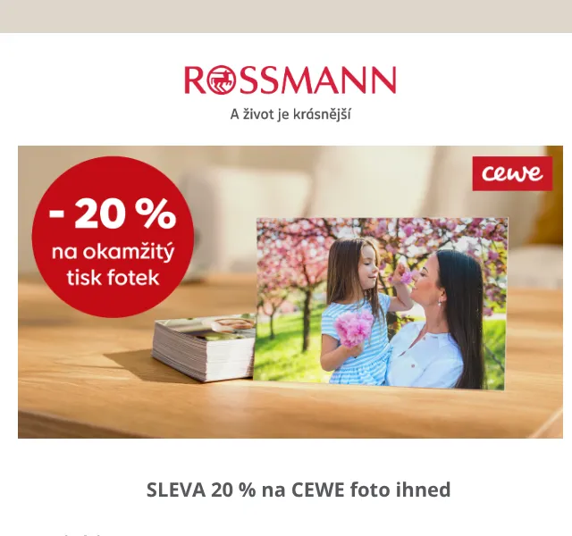 ROSSMANN: sleva 20 % na tisk fotek CEWE – květen 2026