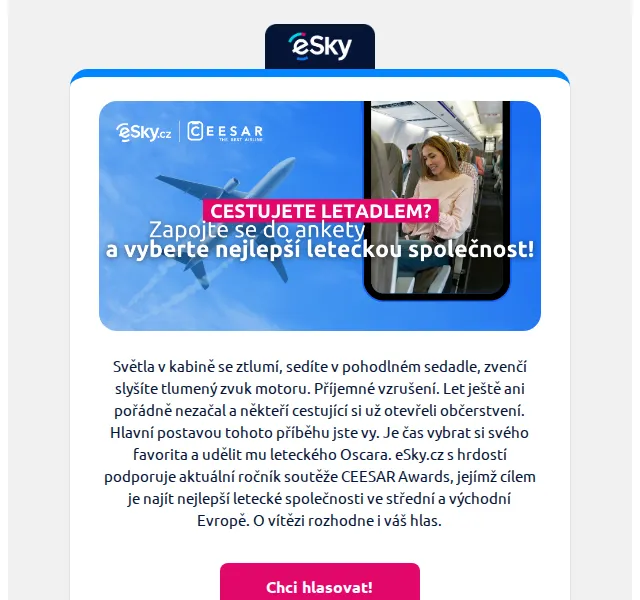 eSky: Ceesar Awards – hlasování o nejlepší leteckou společnost – červen 2026 | Nuslet.cz