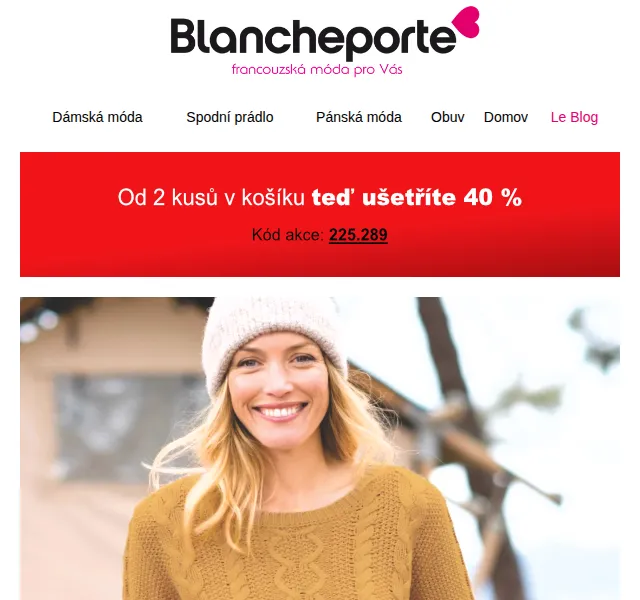 Blancheporte: 40 % sleva na módní kolekci – duben 2026