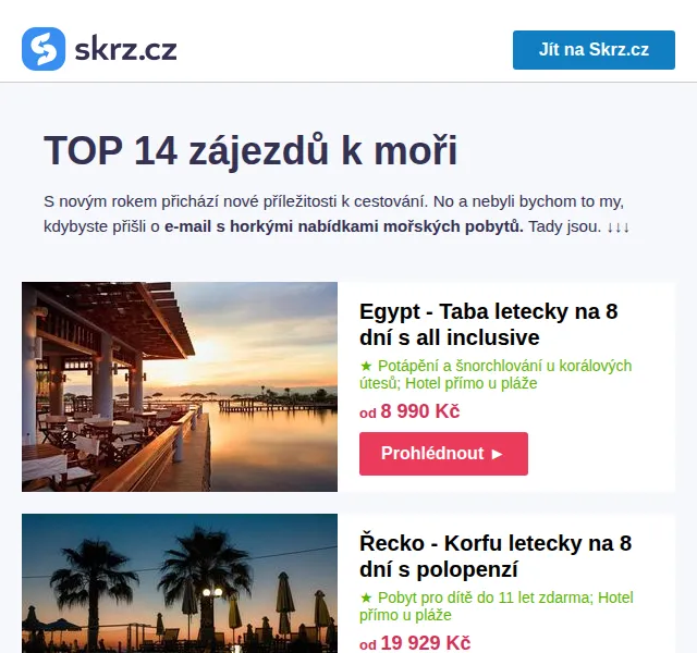 Skrz.cz: Dovolená k moři od 8 590 Kč – červen 2026 | Nuslet.cz