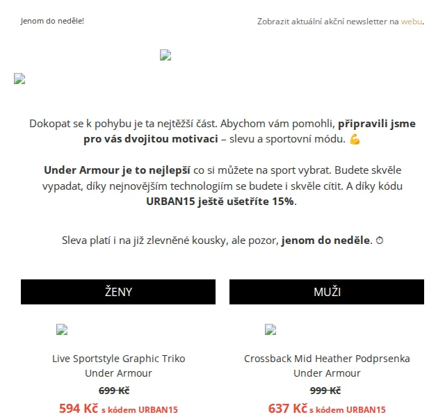 UrbanStore: Sleva 15 % na Under Armour – červen 2026 | Nuslet.cz