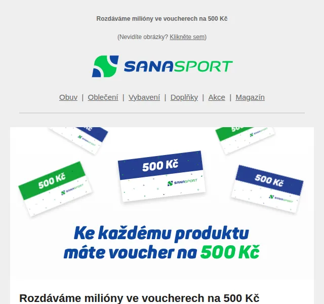 Sanasport: Slevový voucher 500 Kč k nákupu – červen 2026 | Nuslet.cz