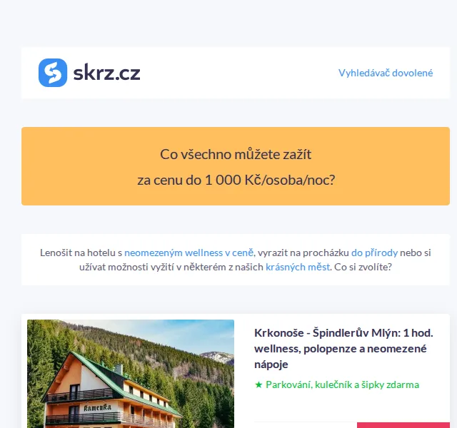 Vánoce na Skrz: Pobyty pro 2 do 2 000 Kč – červenec 2026 | Nuslet.cz