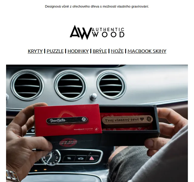 AuthenticWood: Celodřevěná vůně do auta WoodScent Essential 619 Kč – červen 2026 | Nuslet.cz
