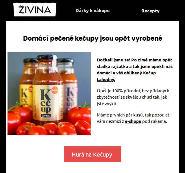 Živina: Domácí pečené kečupy a dárky k nákupu – květen 2026 | Nuslet.cz