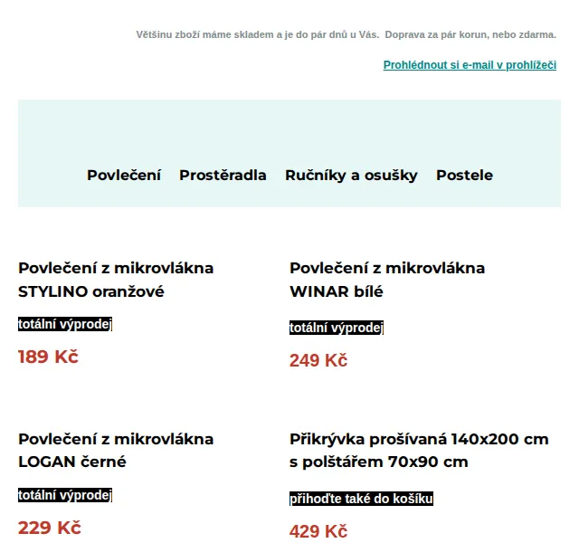 Výprodej povlečení: od 179 Kč – červen 2026 | Nuslet.cz