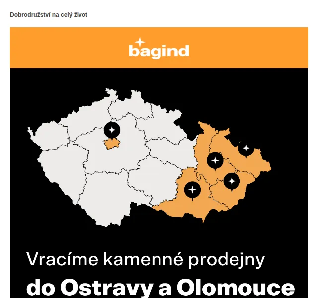 Bagind otevření prodejen v Ostravě a Olomouci – červen 2026 | Nuslet.cz