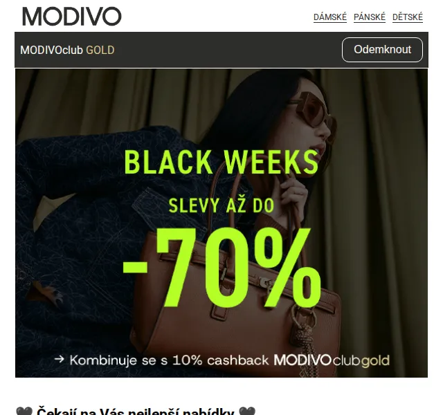 Modivo: BLACK WEEKS sleva až -70 % – červen 2026 | Nuslet.cz