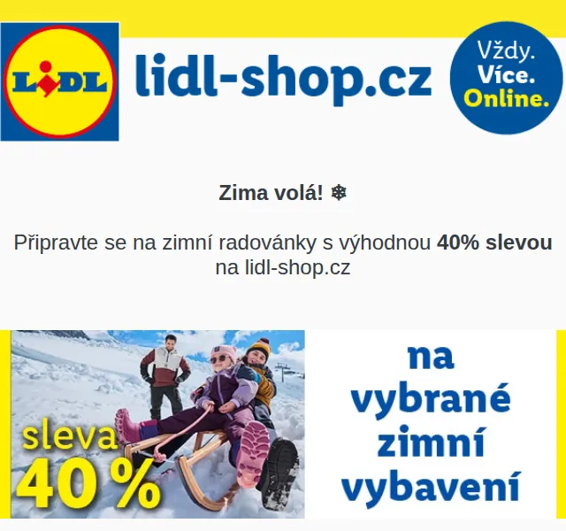 Lidl: Sleva 40 % na zimní vybavení – prosinec 2024 | Nuslet.cz
