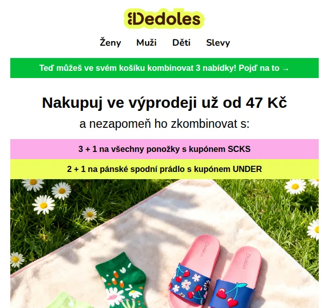 Dedoles: 3 + 1 na ponožky a spodní prádlo – duben 2026