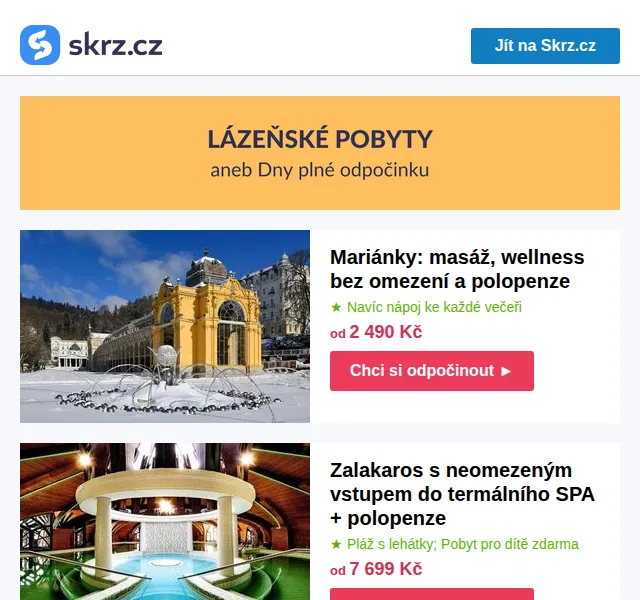 Vánoce na Skrz: Lázeňské pobyty od 2 490 Kč – červen 2026 | Nuslet.cz