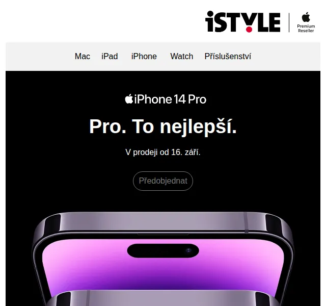 iSTYLE: iPhone 14 a AirPods Pro předobjednávka – červen 2026 | Nuslet.cz