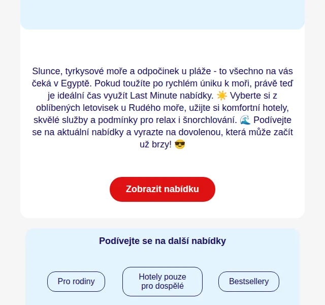 TUI Česká republika: Egypt Last Minute – duben 2026
