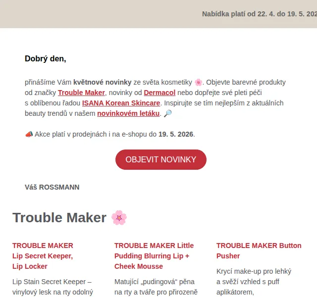 Květnové novinky kosmetiky - ROSSMANN drogerie