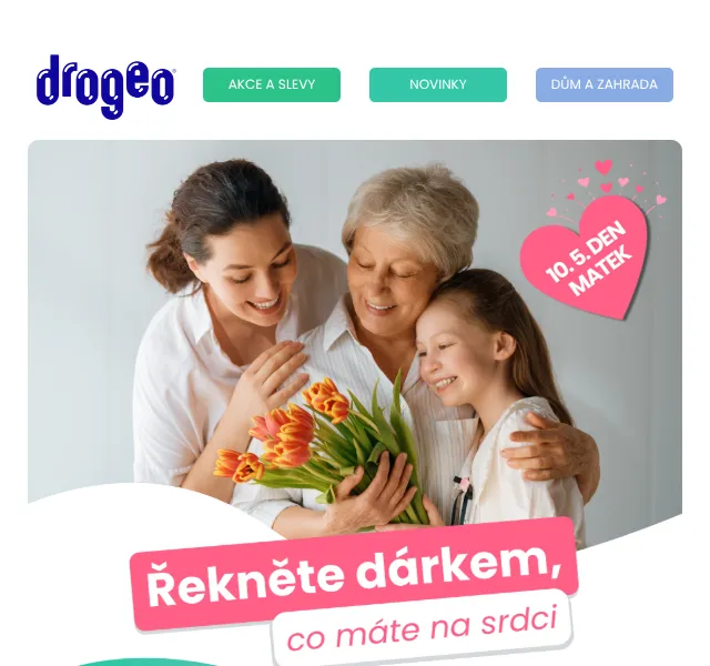 Drogeo: Dárky na Den matek od 39,90 Kč – duben 2026