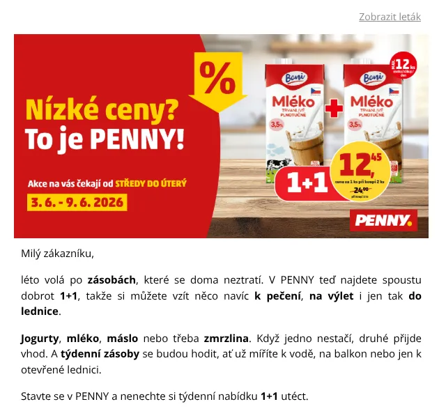 Penny: 1+1 akce na potraviny – červen 2026 | Nuslet.cz