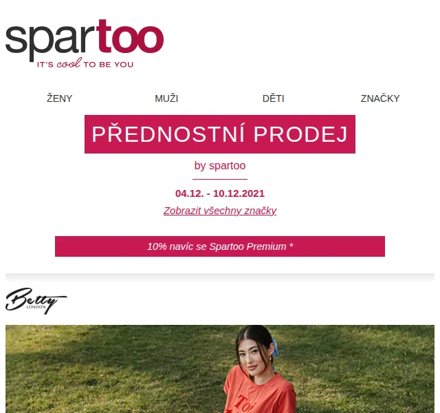 Spartoo.cz: až -50 % na Betty London, Birkenstock, Petit Bateau – červen 2026 | Nuslet.cz