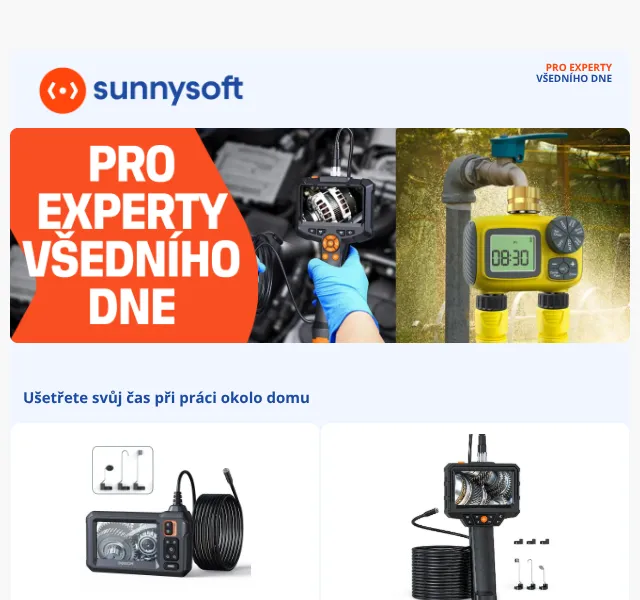 Sunnysoft.cz: Endoskopy a zahradní technika – duben 2026