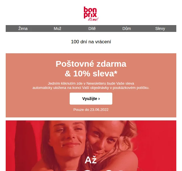 bonprix: Poštovné zdarma + 10% sleva – květen 2026 | Nuslet.cz