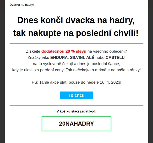 Czbikero: 20 % sleva na oblečení ENDURA, SILVINI, ALÉ, CASTELLI – duben 2023 | Nuslet.cz