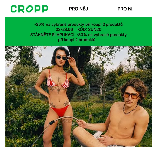 Cropp: -20 % na plavky a plážové doplňky – červen 2026
