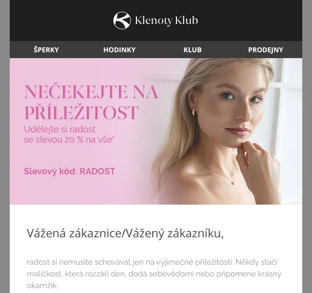 Klenoty Aurum: sleva 20 % na šperky a hodinky – květen 2026