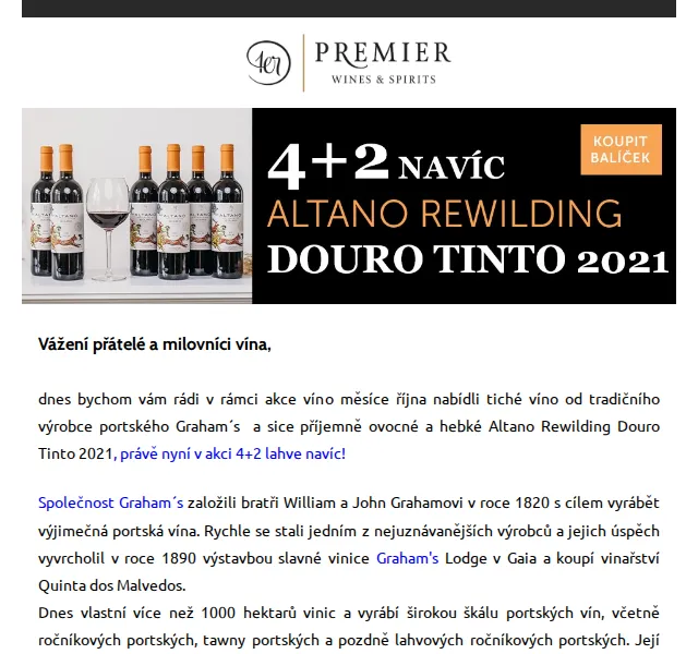 Premier Wines & Spirits: Altano Rewilding Douro Tinto 2021 – červen 2026 | Nuslet.cz