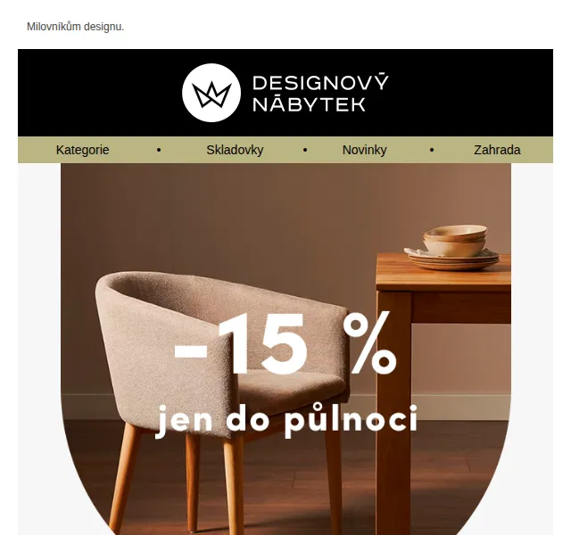 Designový Nábytek: sleva 15 % na vše – červen 2026 | Nuslet.cz