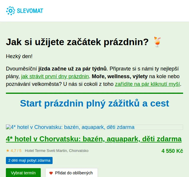 Slevomat: Dovolená v Chorvatsku od 4 550 Kč – červenec 2026 | Nuslet.cz