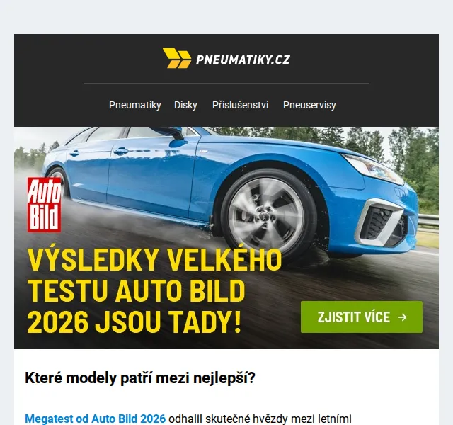 Pneumatiky.cz: Hankook, Goodyear, Michelin – duben 2026