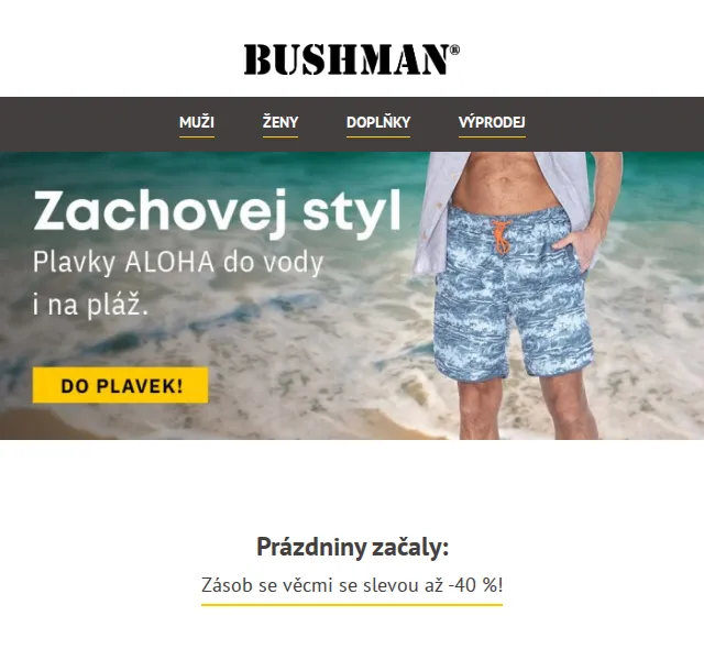 BUSHMAN: letní výprodej se slevou až 67 % – červen 2026 | Nuslet.cz