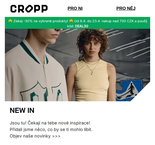 Cropp: sleva 30 % na vybrané produkty – červen 2026 | Nuslet.cz