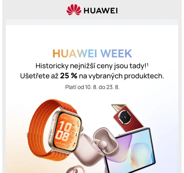 Huawei.cz: Sleva až 25 % na vše – srpen 2026