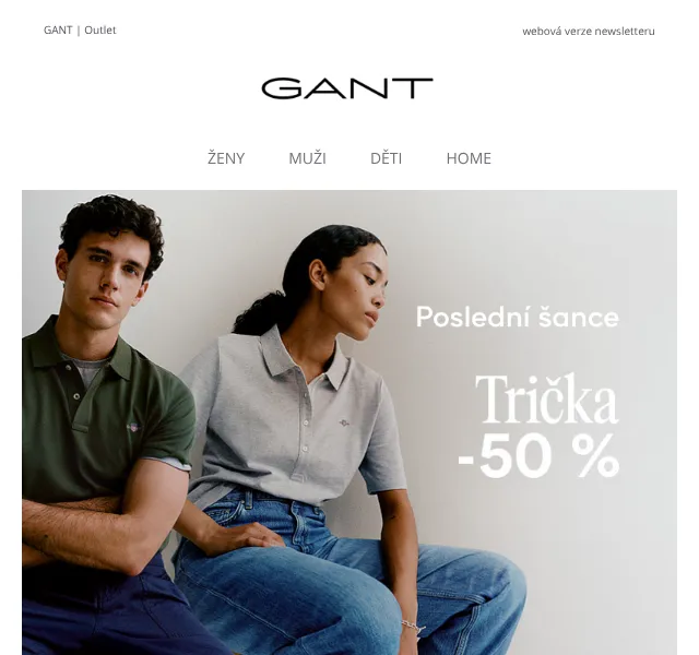 GANT: trička -50 % – srpen 2026 | Nuslet.cz