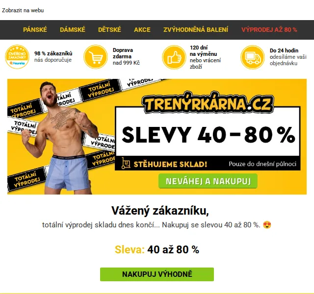 Lukáš z Trenýrkárna.cz: Totální výprodej až 80 % – červen 2026 | Nuslet.cz