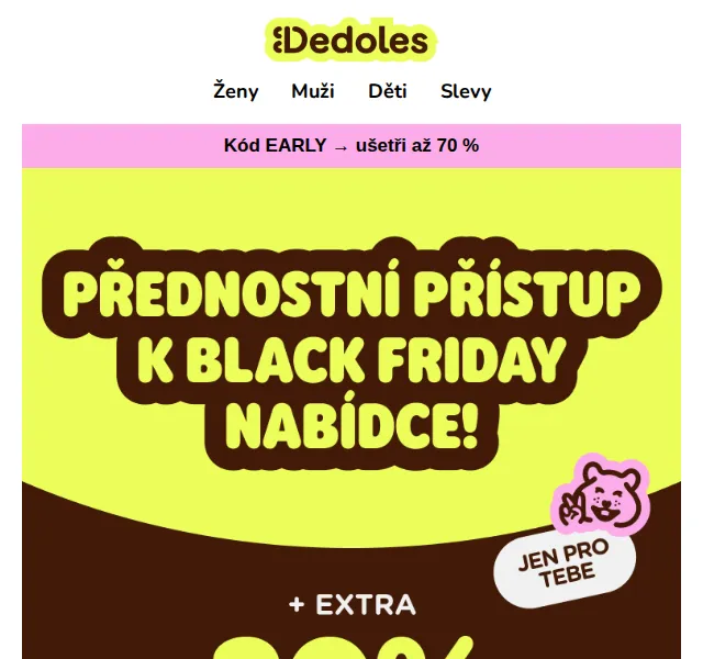 Dedoles.cz: Black Friday se slevami až 70 % – červenec 2026 | Nuslet.cz
