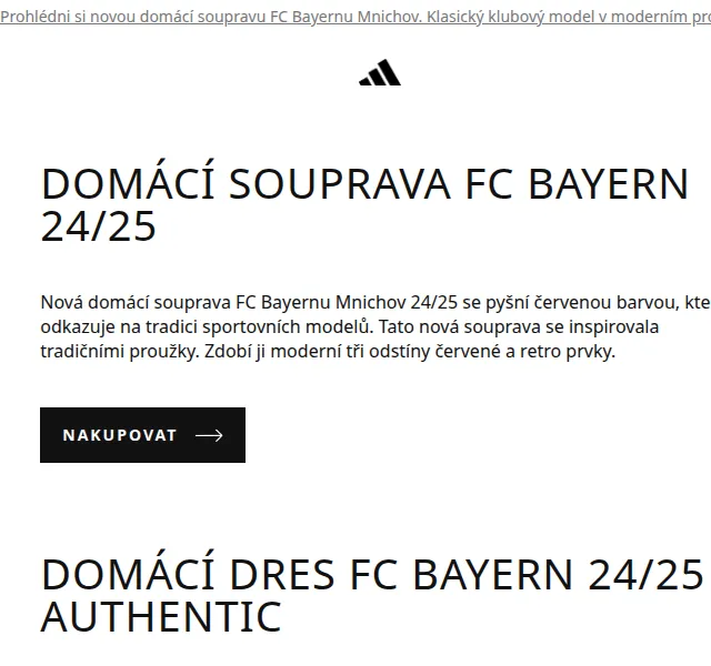 adidas: nová domácí souprava FC Bayern 24/25 – červen 2026 | Nuslet.cz