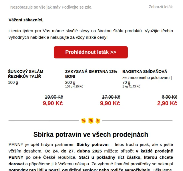 Penny: Snídaně za hubičku – šunka a bagetka od 2,90 Kč | červenec 2026 | Nuslet.cz