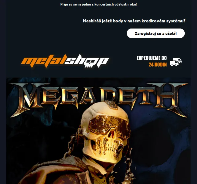 METALSHOP: Megadeth merchandise – červen 2026 | Nuslet.cz