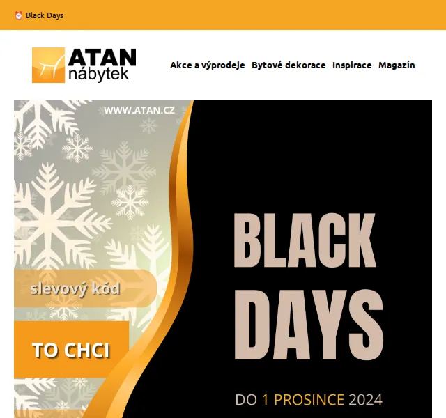 ATAN nábytek: Black Days – sleva 5 % na židle – červen 2026 | Nuslet.cz