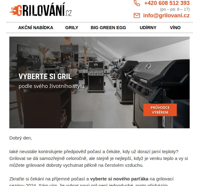 Grilování.cz: Grily Big Green Egg, Weber a Broil King – červen 2026 | Nuslet.cz