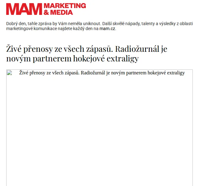 Marketing & Media: Radiožurnál hokejová extraliga – červen 2026 | Nuslet.cz