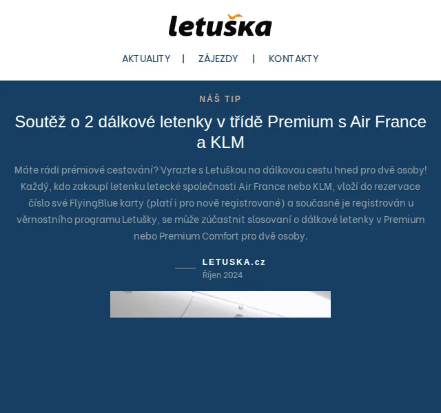 Letuška.cz: Soutěž o 2 dálkové letenky Premium s Air France a KLM – červen 2026 | Nuslet.cz