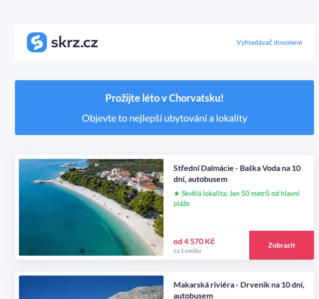 Skrz: dovolená v Chorvatsku od 4 370 Kč – červen 2026 | Nuslet.cz