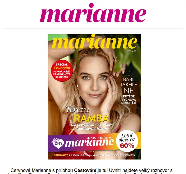 Marianne červen 2026: Letní Dny Marianne se slevami | Nuslet.cz