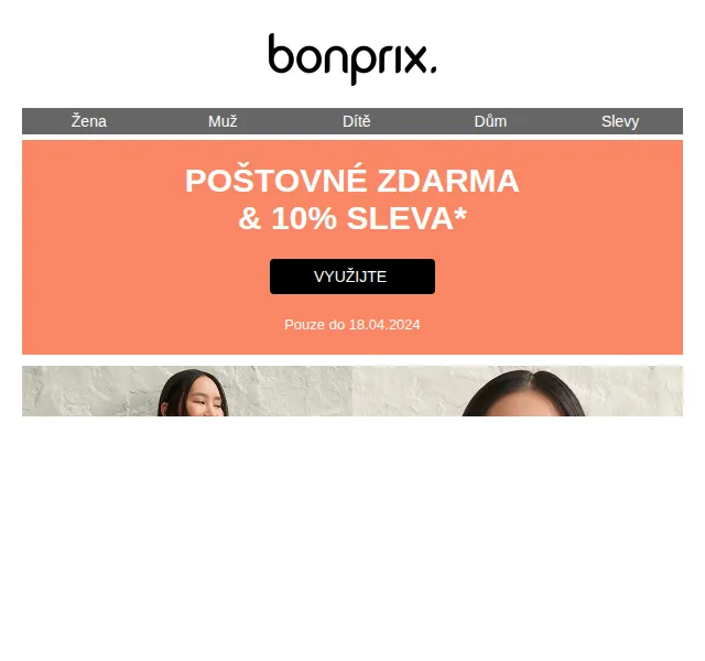 bonprix: 10% sleva na vše a poštovné zdarma – červen 2026 | Nuslet.cz