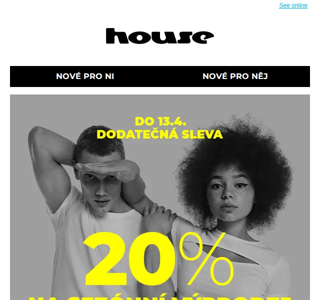 HOUSE: Dodatečných -20 % na Sezónní výprodej – červen 2026 | Nuslet.cz