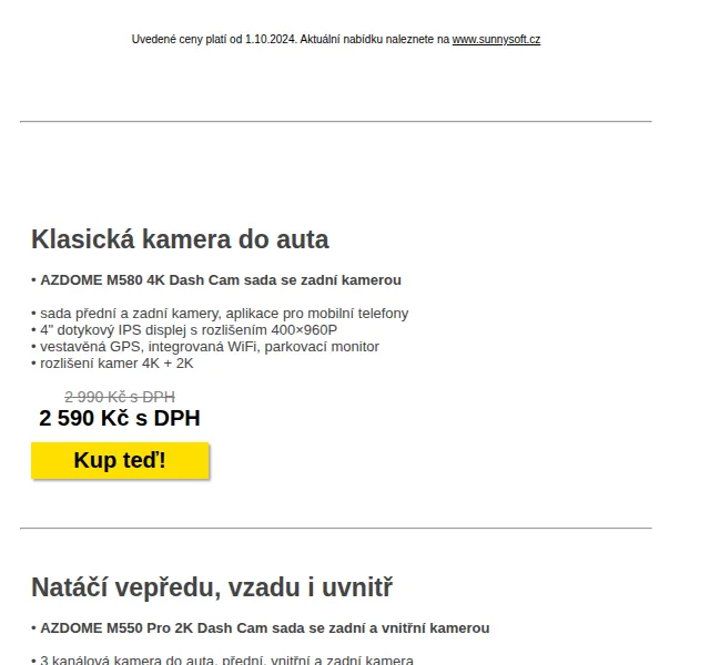 Sunnysoft.cz: AZDOME kamery do auta – červen 2026 | Nuslet.cz